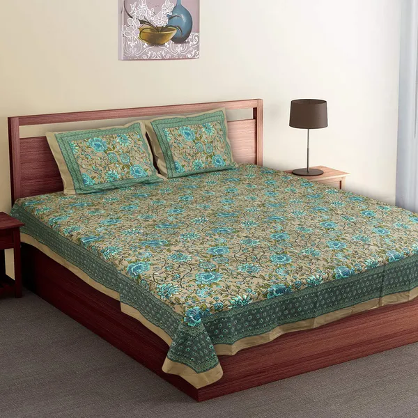 Green_Cotton_Royal_Blossom_Empire_Double_Bedsheet_With_Pillow_Cover_108_X_108_Cm